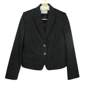 Lands’ End 2 button Blazer Black Women's Cotton Spandex Size 10 Elevated Staple